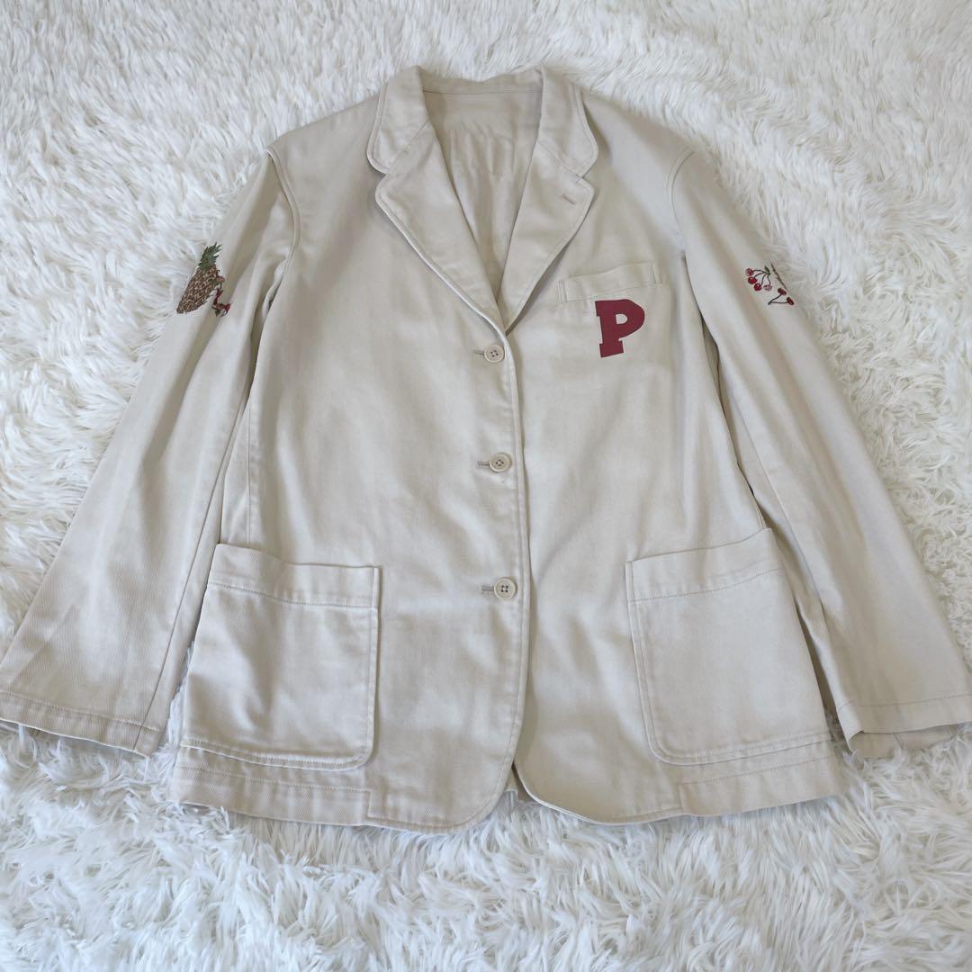 ピンクハウス　テーラードジャケット　アイボリー　刺繍　M 日本製