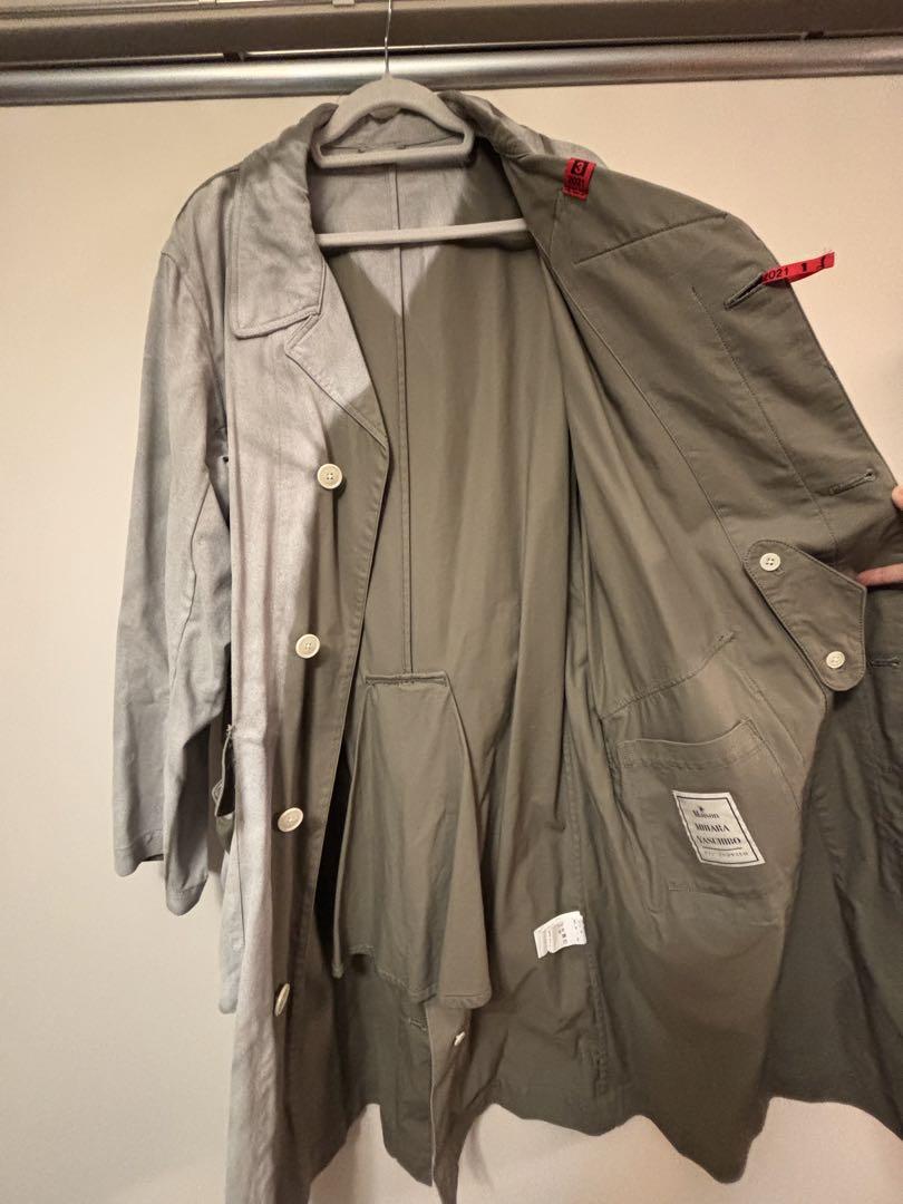 MAISON MIHARA YASUHIROユーズド加工コート ウエストベルト付