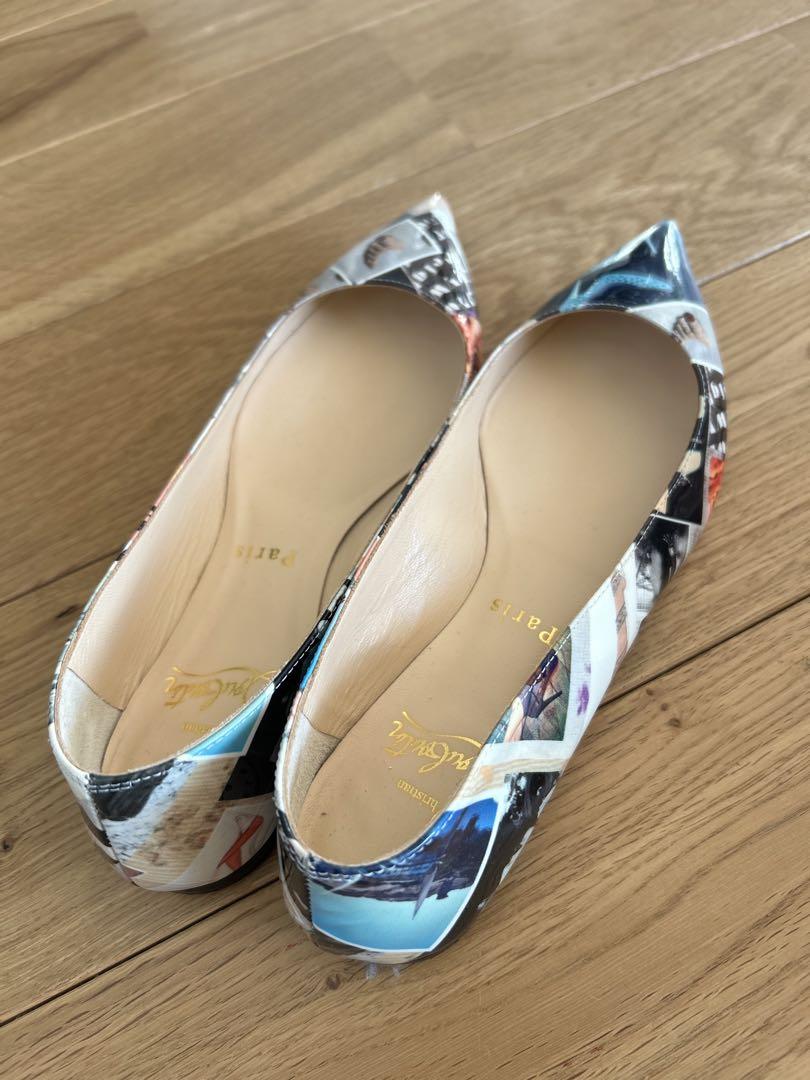 【ルブタン】コラージュプリント フラットシューズ22.5cm