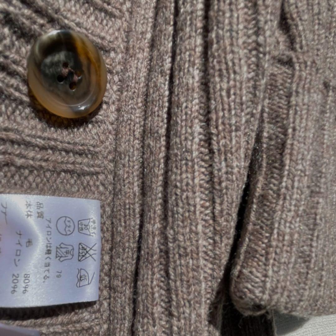ウール ロング ニットカーディガン ファー ブラウン ベージュ