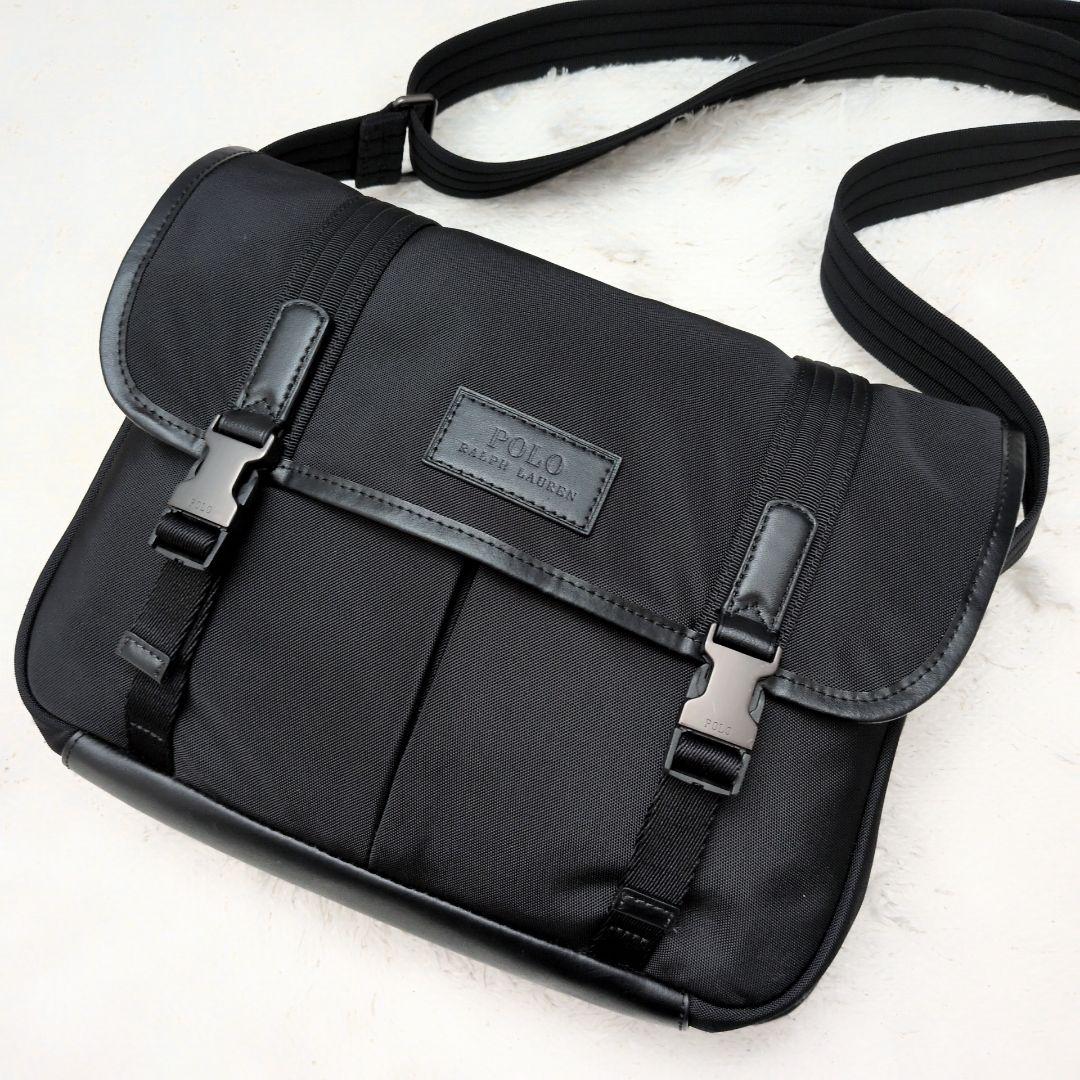 ポロラルフローレン ショルダーバッグ メッセンジャー ビジネス 黒POLO RALPH LAUREN