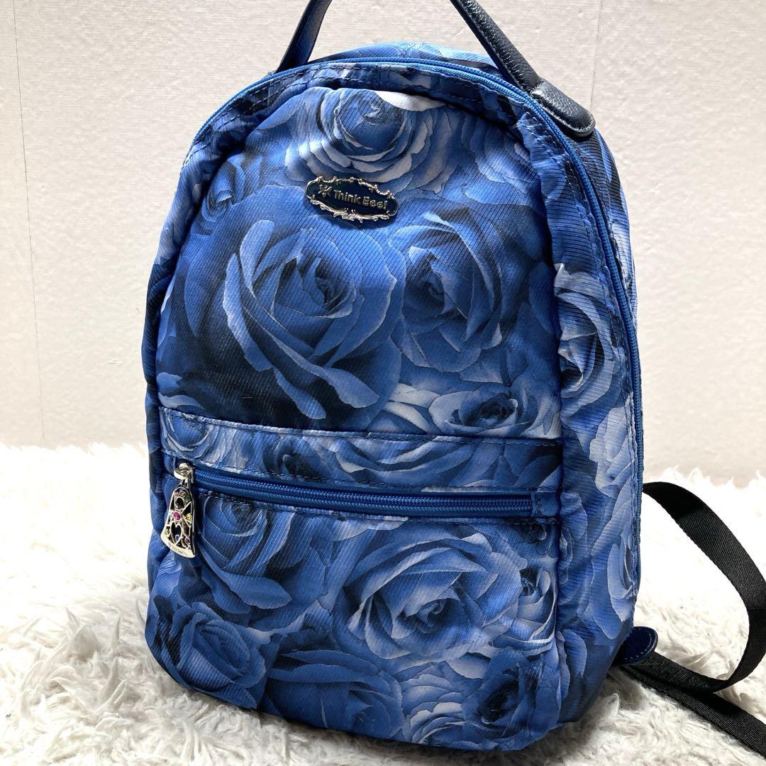 極美品 シンクビー リュックサック 総柄 薔薇柄 ナイロン ビバ バレンシア