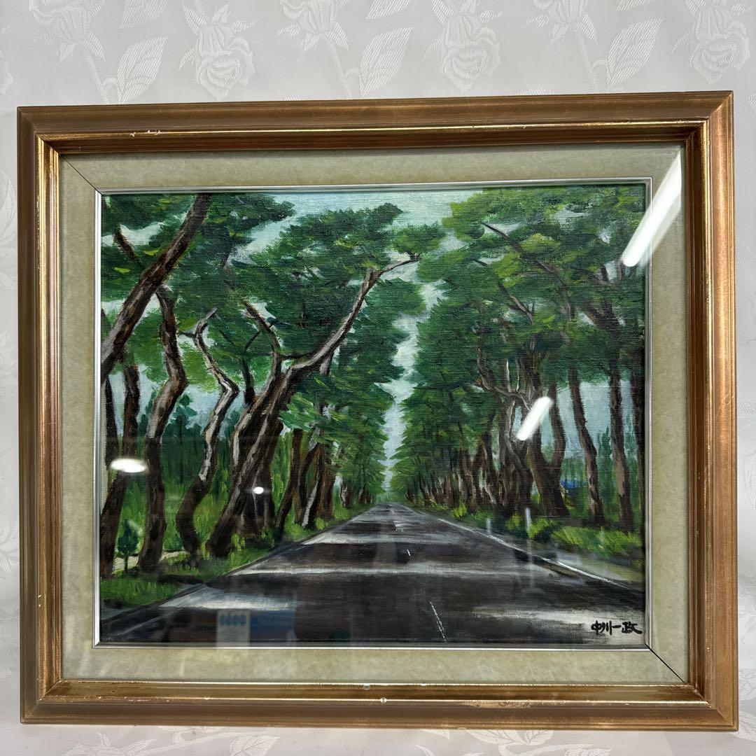 風景画 油彩画 金属フレーム 道風景画 中川一政 油彩画 金色フレーム - メルカリ