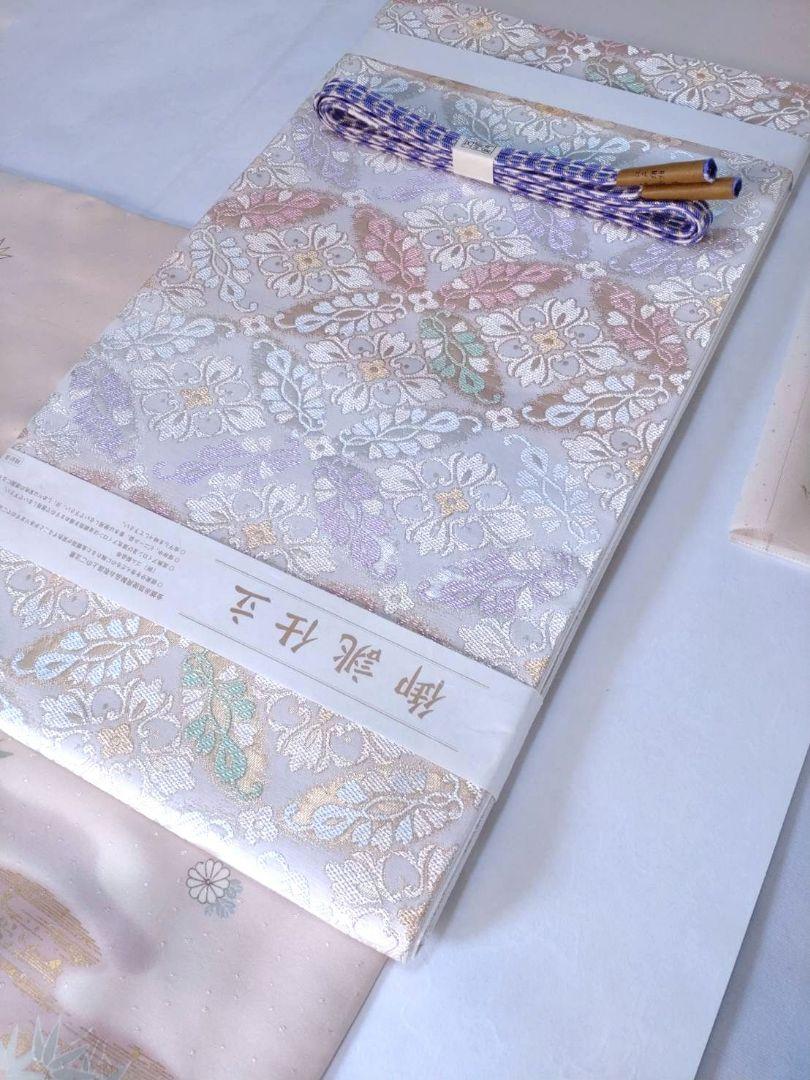正絹千總訪問着金駒万寿菊松、正絹大光謹製七宝花菱袋帯