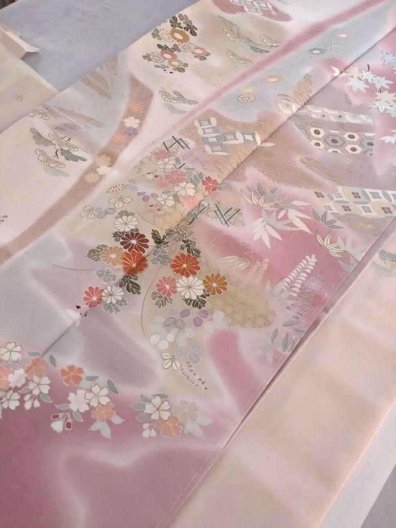正絹千總訪問着金駒万寿菊松、正絹大光謹製七宝花菱袋帯