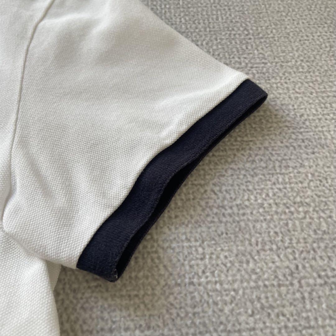 【正規品】MONCLER ポロシャツ Mサイズ ホワイト ネイビー