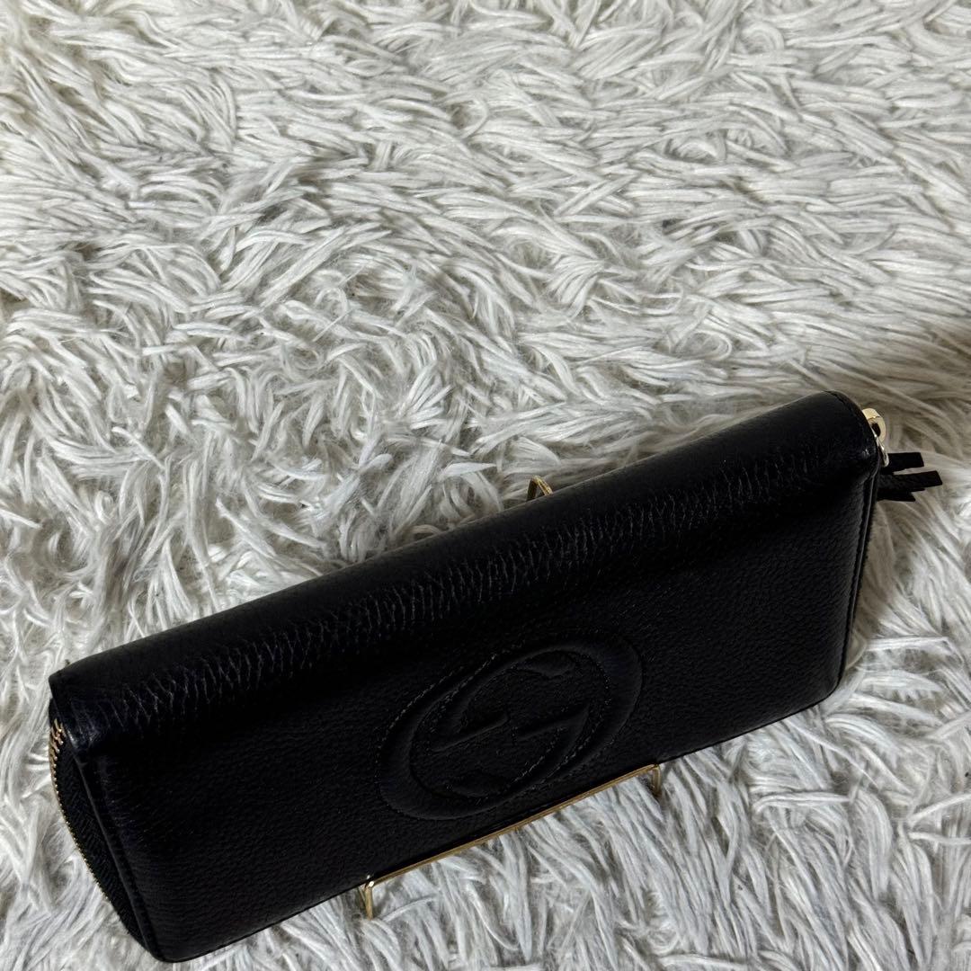 美品✨GUCCI グッチ　長財布　ラウンドファスナー　レザー　ブラック