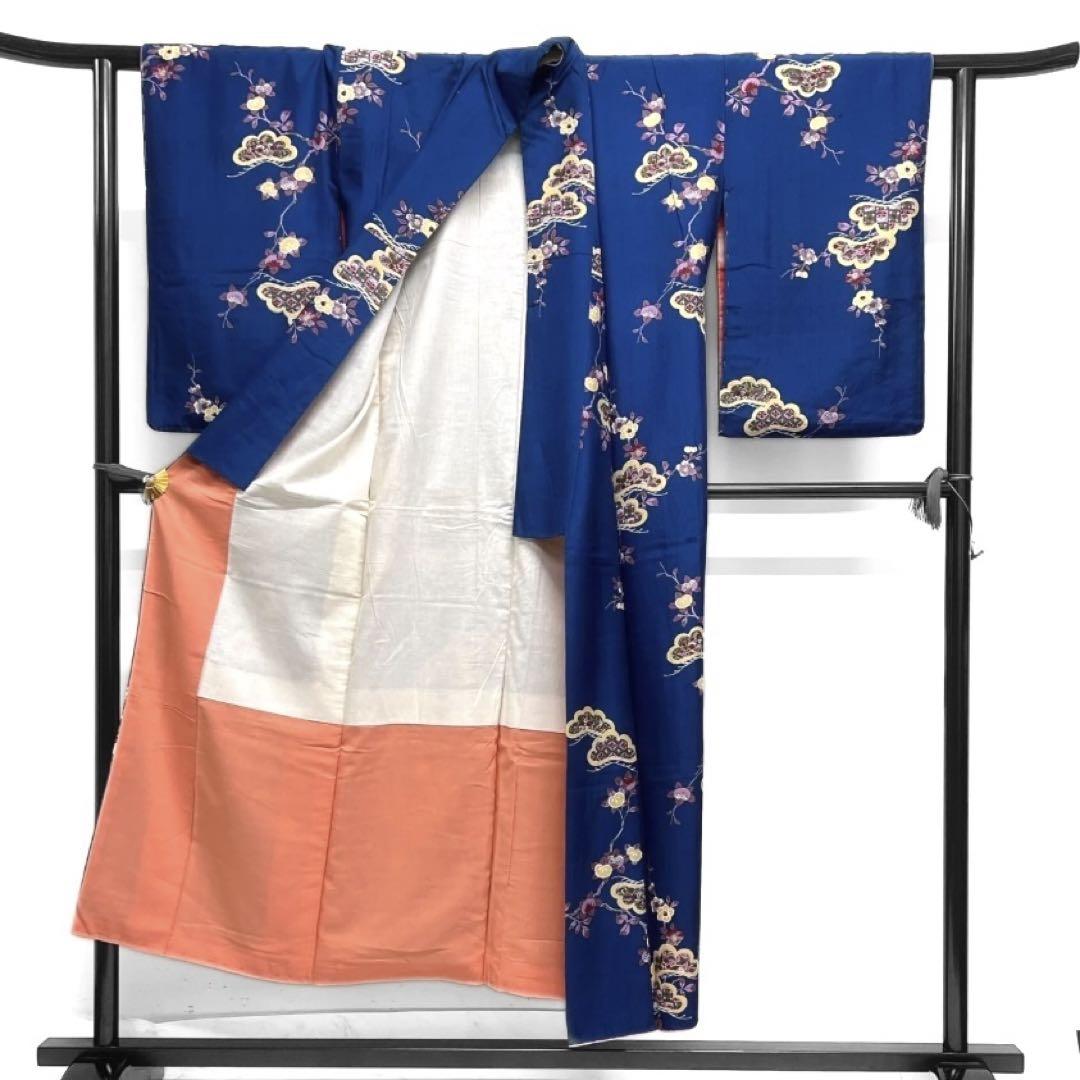 豪華 アンティーク 小紋 d 104a 着物 唐花 菱 橘 椿 松 着物・浴衣