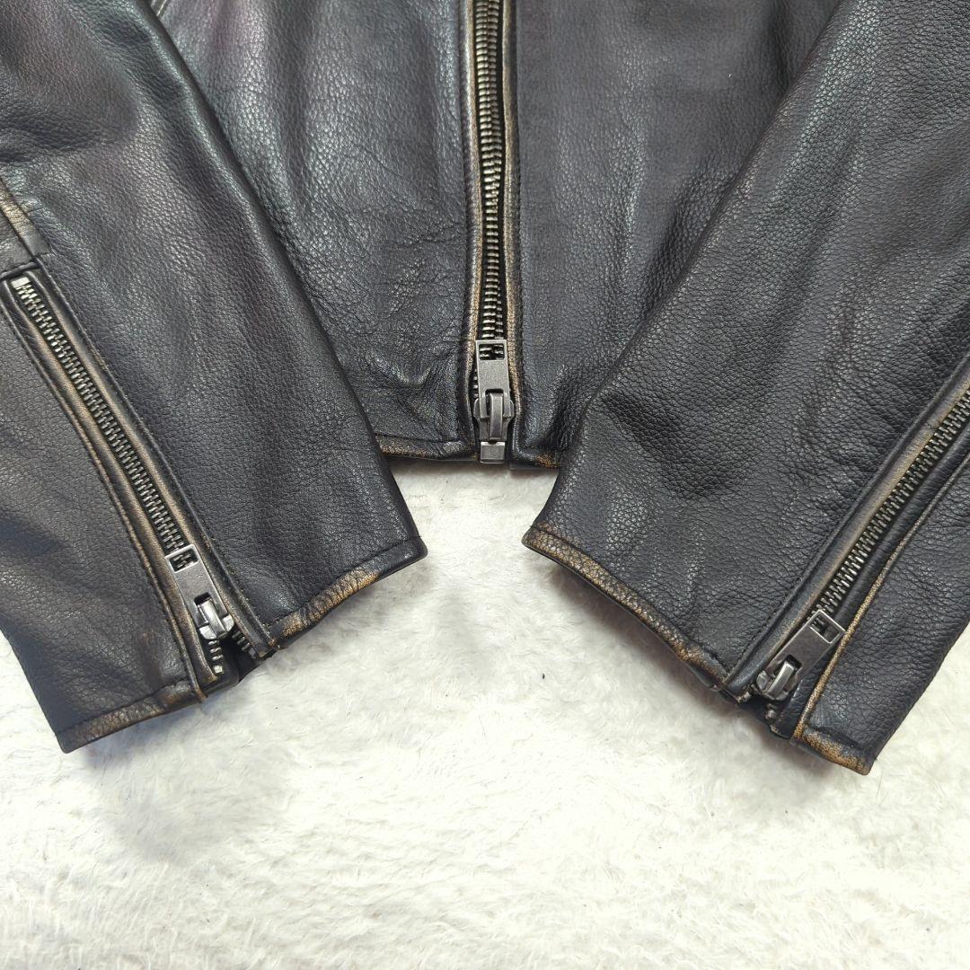 ZARA✨ザラ Ｌ 牛革　本革　ヴィンテージエフェクト　レザージャケット