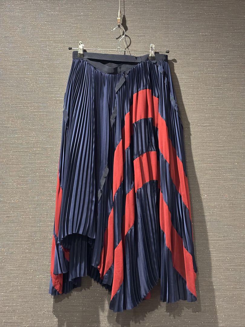 sacai アシンメトリーラップスカート　プリーツ　シアー　近年モデル