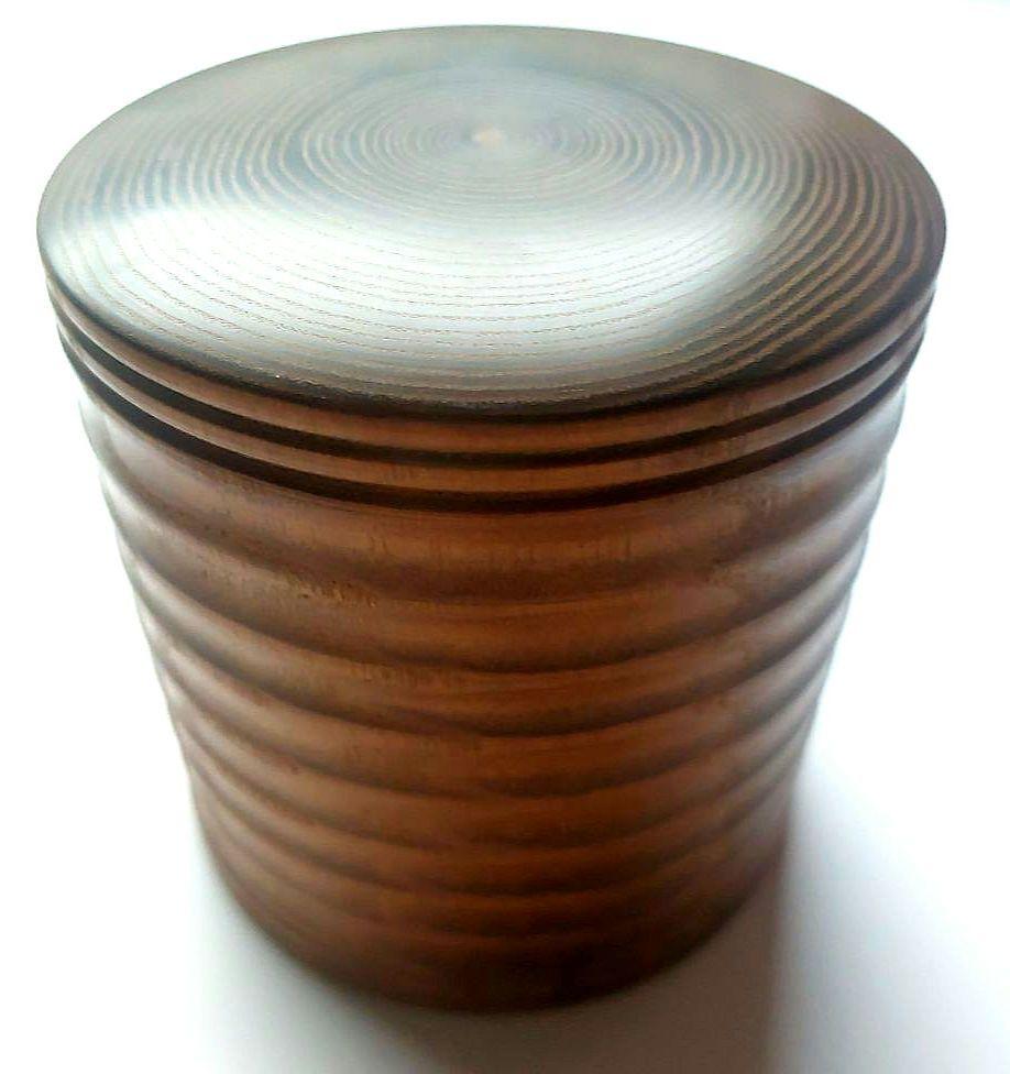 茶筒　木製　槐　手造り　工芸品　山形県