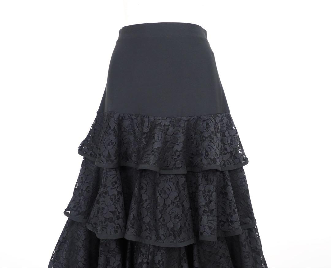 社交ダンス スカート 新品 フレアスカート レース 黒 社交ダンス衣装 社交ダンス スカート 新品 フレアスカート レース 黒 社交ダンス衣装