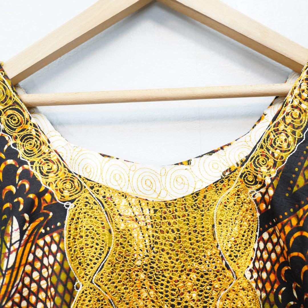 AFRICAN VINTAGEアフリカ古着アフリカンバティック柄刺繍
