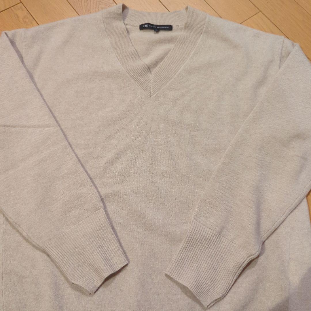 23区　CARIAGGI　ウールカシミヤ Vネック ニット　ベージュ