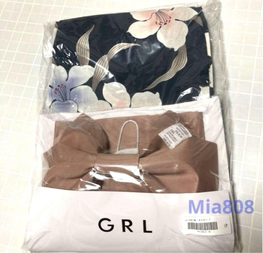 新品　GRL グレイル　百合浴衣セット　着物　帯　2点セット　浴衣　レディース