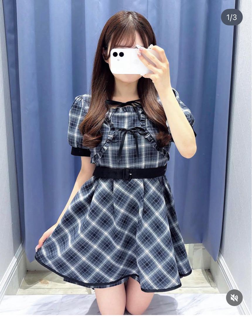 evelyn ダブルリボンロンパース　ブルー【タグ付新品】