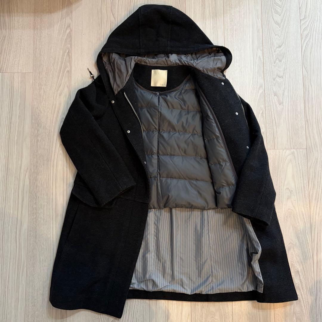 自由区 ウールモッサインナーダウンコート 2WAY カシミヤ