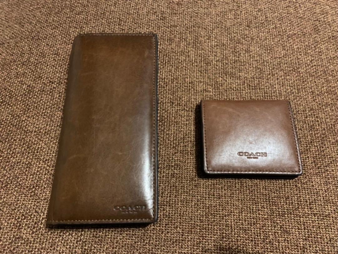 【中古・送料無料】COACH 長財布 コインケース セット ブラウン