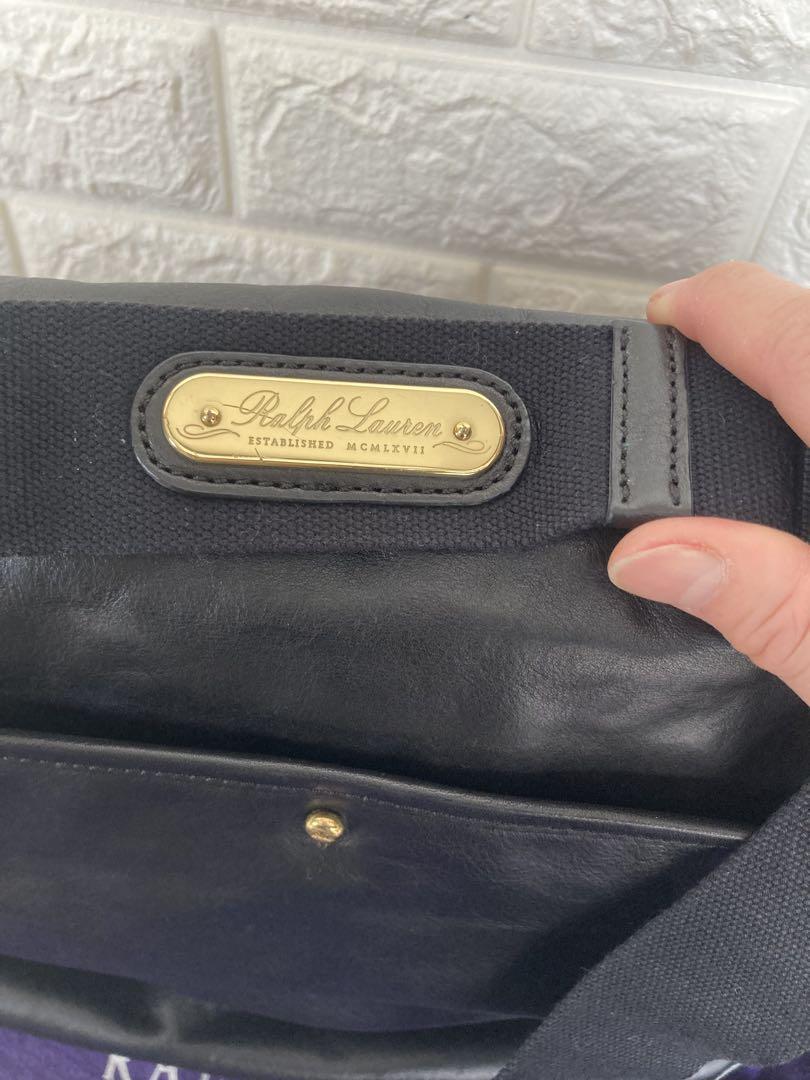 美品】Ralph Lauren ラルフローレン 黒 レザー ショルダーバッグ