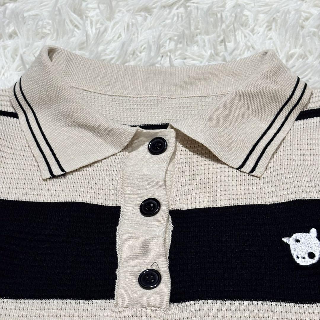 美品】メッシュニットワンピース ワンポイント刺繍 スポーツ