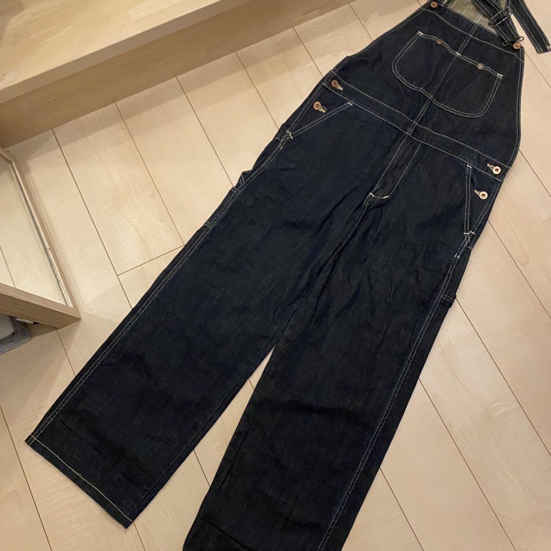 【良品】EDWIN エドウィン　503 ダークブルー デニムオーバーオール　 L