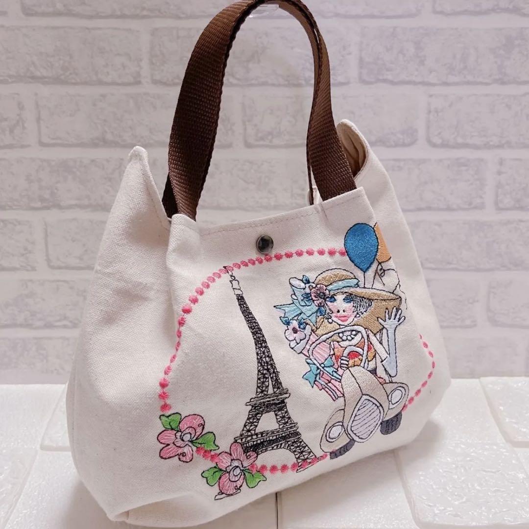 ロラライハリスsalon lady（刺繍）のトートバッグ ロラライハリス♡刺繍レディトートバック♡【ハンドメイド】