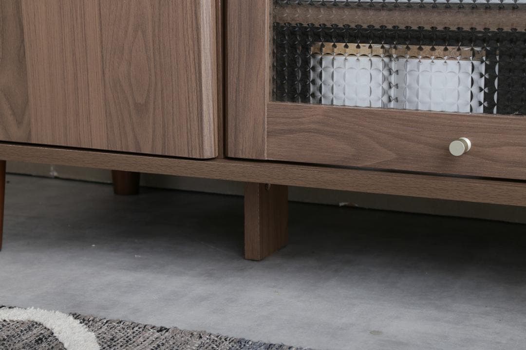 Arlo ガラス扉付きテレビ台 幅90cm 木目調 AV ブラウン MARWIL-DEMENAGEMENTS_CH