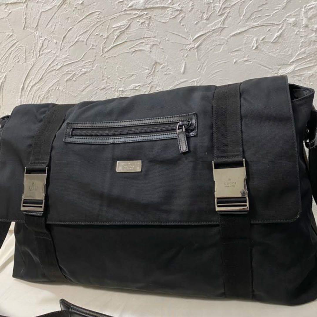 新品低価 美品 大容量 斜め掛け ブラック 1plYG-m14941149660 GUCCI メッセンジャーバッグ ナイロン お得安い