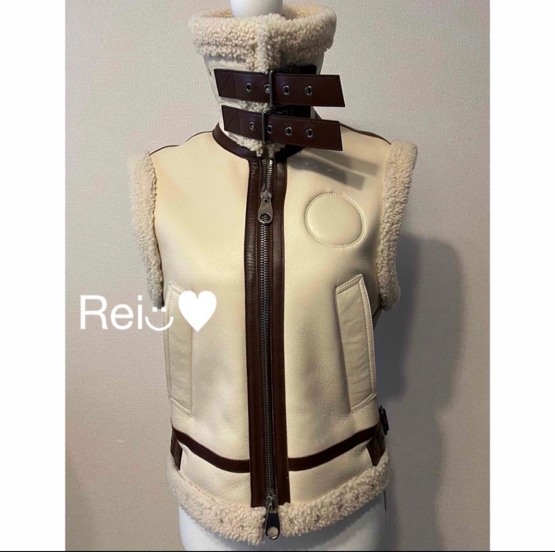 Chloe ムートンベスト アイボリー×ブラウン 36S Chloe