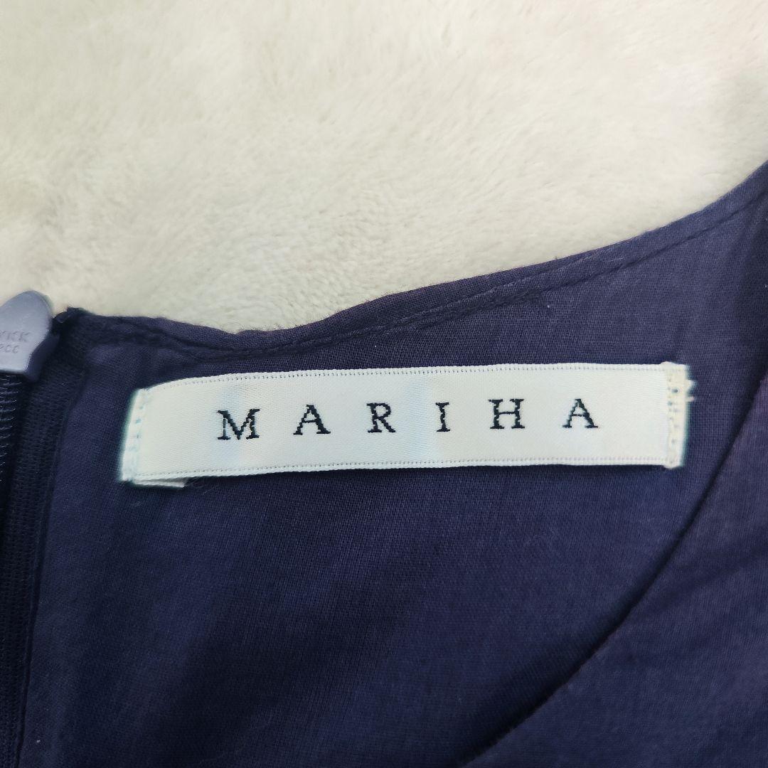 【美品】MARIHA 夏のレディのドレス ネイビー 青紫 ハーフスリーブ 36S
