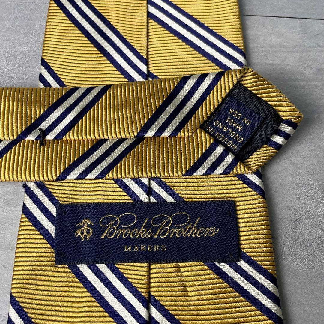 米国製 Brooks Brothers ストライプ レップタイ ネクタイ 金 紺