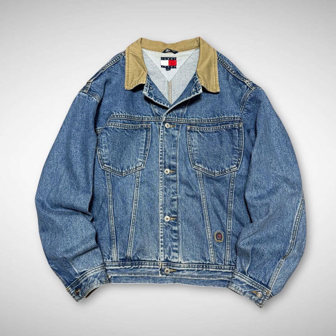 90sトミーフィルフィガートミージーンズデニムジャケットGジャンy2k古着XLXL LL Tommy Jeans