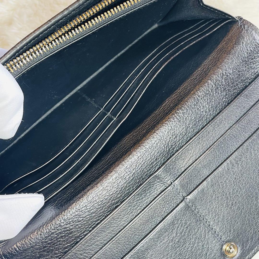 美品 LOEWE リピート アナグラム 総柄 長財布 二つ折り財布 本革 黒