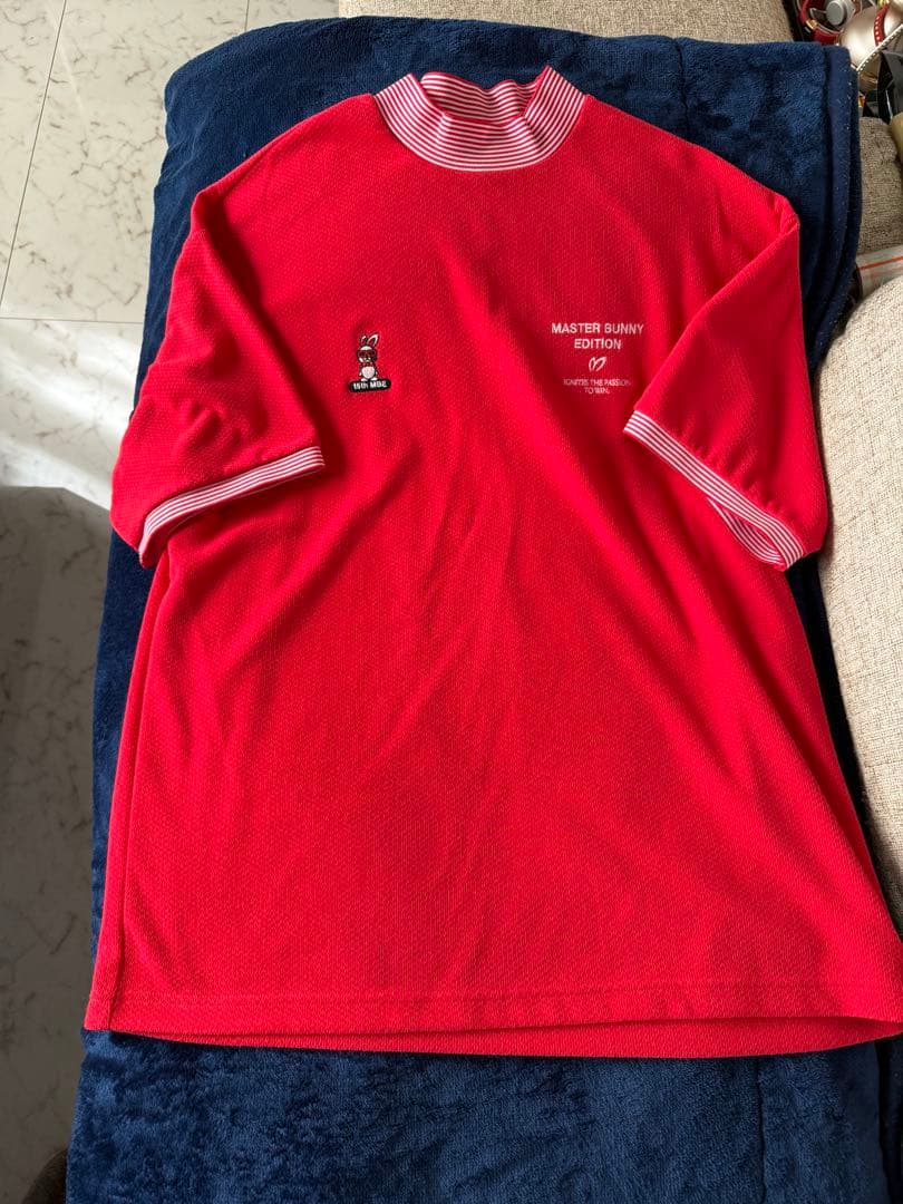 今年のマスターズロゴ刺繍 赤シャツ メンズ サイズ5L MASTER BUNNY EDITION