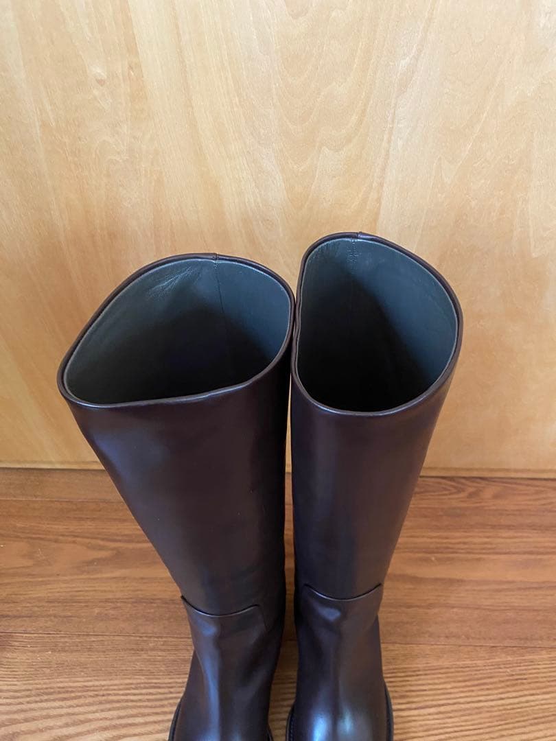 【未使用新品】JIL SANDER ダークブラウン レザー ロングブーツ