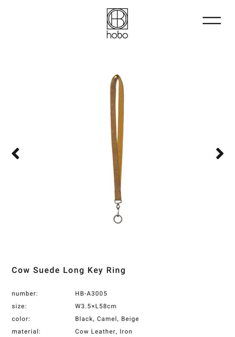 小物 hobo Cow Suede Long Key Ring Black&Beige