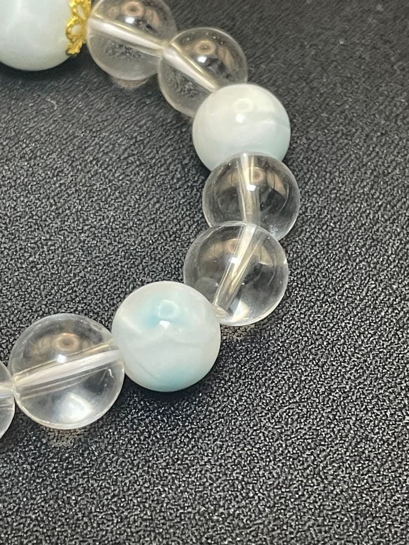 『清らかな波音』ラリマー×水晶　天然石　パワーストーン　癒し　ブレスレット