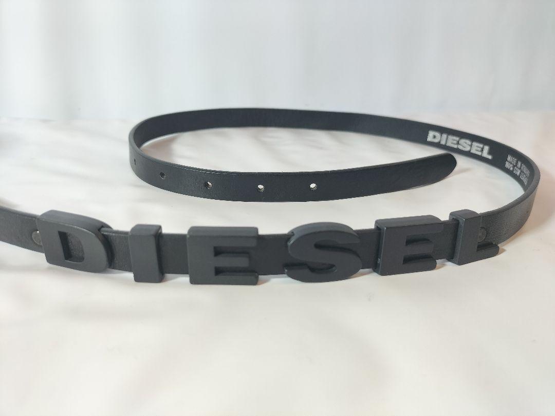 【極美品】DIESEL　高級レザーベルト　本革/真鍮　ディーゼル 正規品　漆黒細