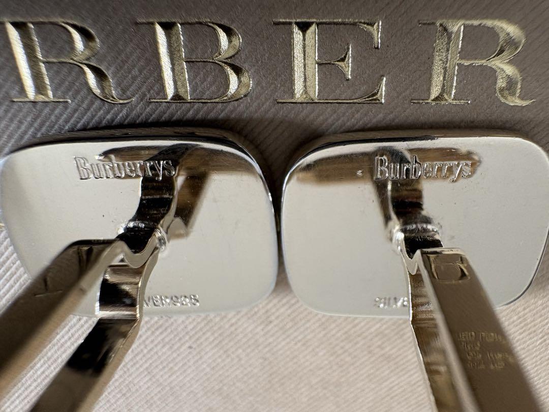 【美品】バーバリー　Burberry 's カフリンクス シルバー　オニキス Burberrys スターリングシルバー製 カフリンクス※付属品無し