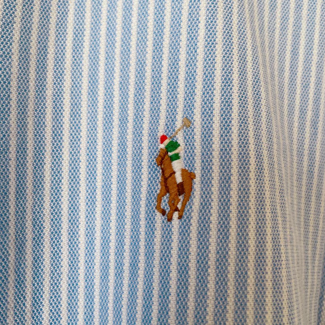 POLO RALPH LAUREN シャツワンピ ひざ丈 ストライプ 水色