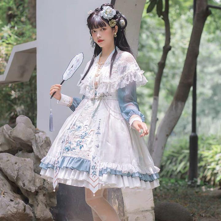 オリジナル 中華風 【鶴卿遥遥】 ロリ−タワンピース レッド L91