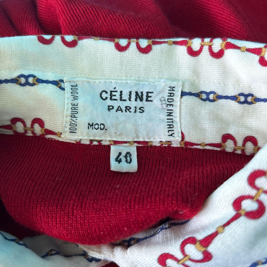995 CELINEオールドセリーヌ　レッド　綺麗めニット長袖シャツ 995 CELINEオールドセリーヌ レッド 綺麗めニット長袖シャツ