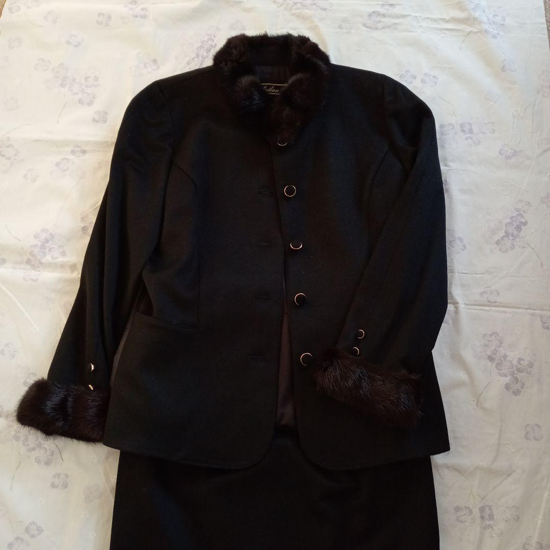 Leilian ブラックスーツ ファー付き