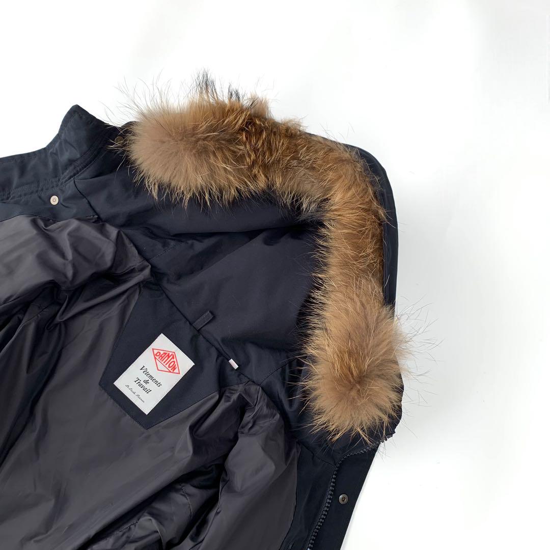 【ほぼ新品】DANTON ダウン ダウンコートリアルファー付き ネイビー 34