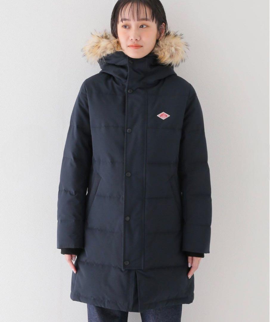 【ほぼ新品】DANTON ダウン ダウンコートリアルファー付き ネイビー 34