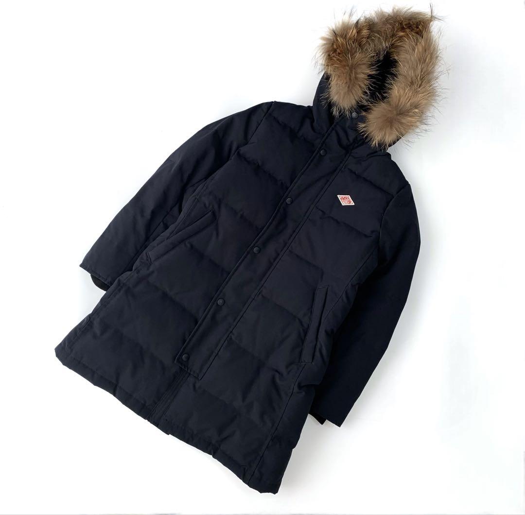 【ほぼ新品】DANTON ダウン ダウンコートリアルファー付き ネイビー 34