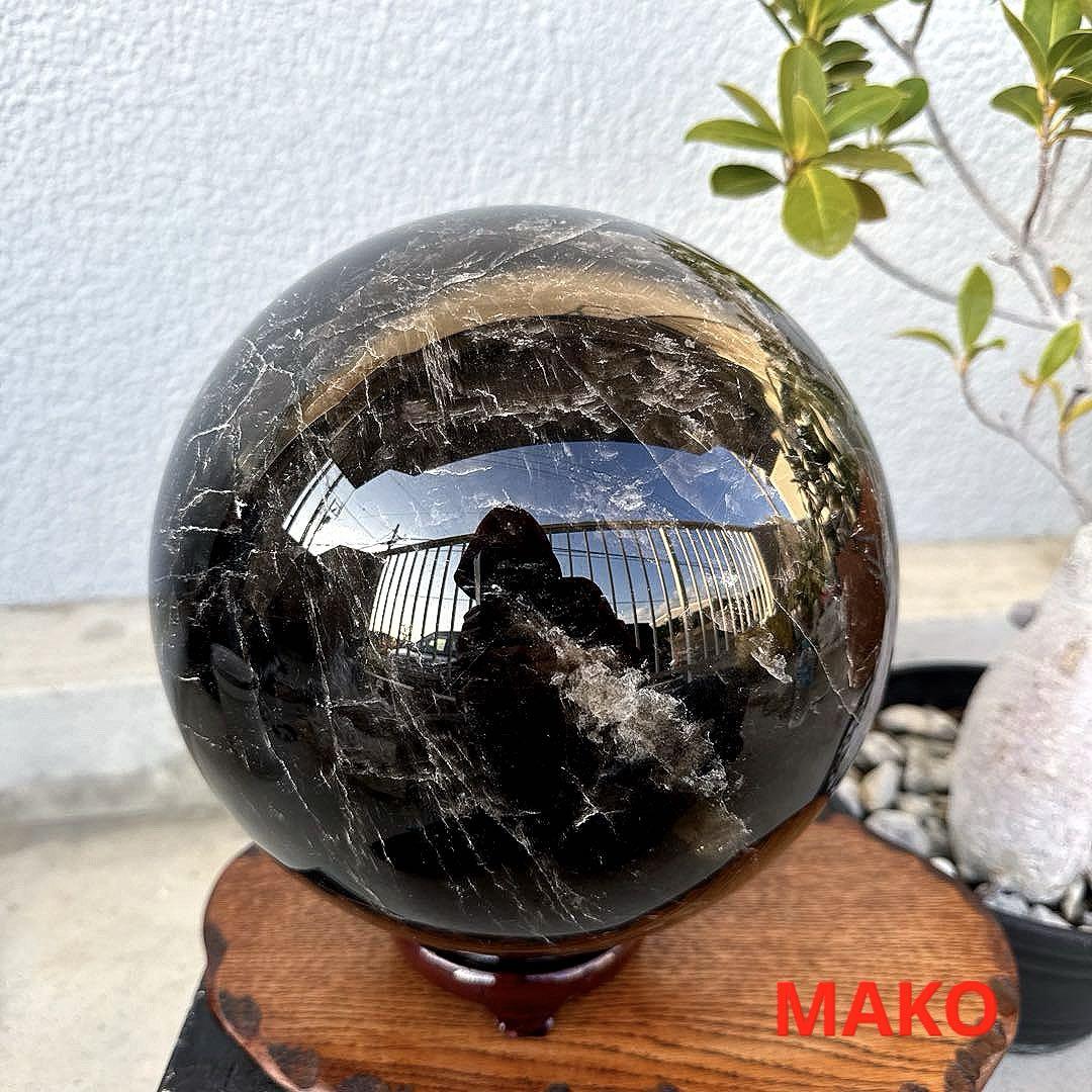M1580☆黒水晶(モリオン)丸玉14Kg☆天然石　原石