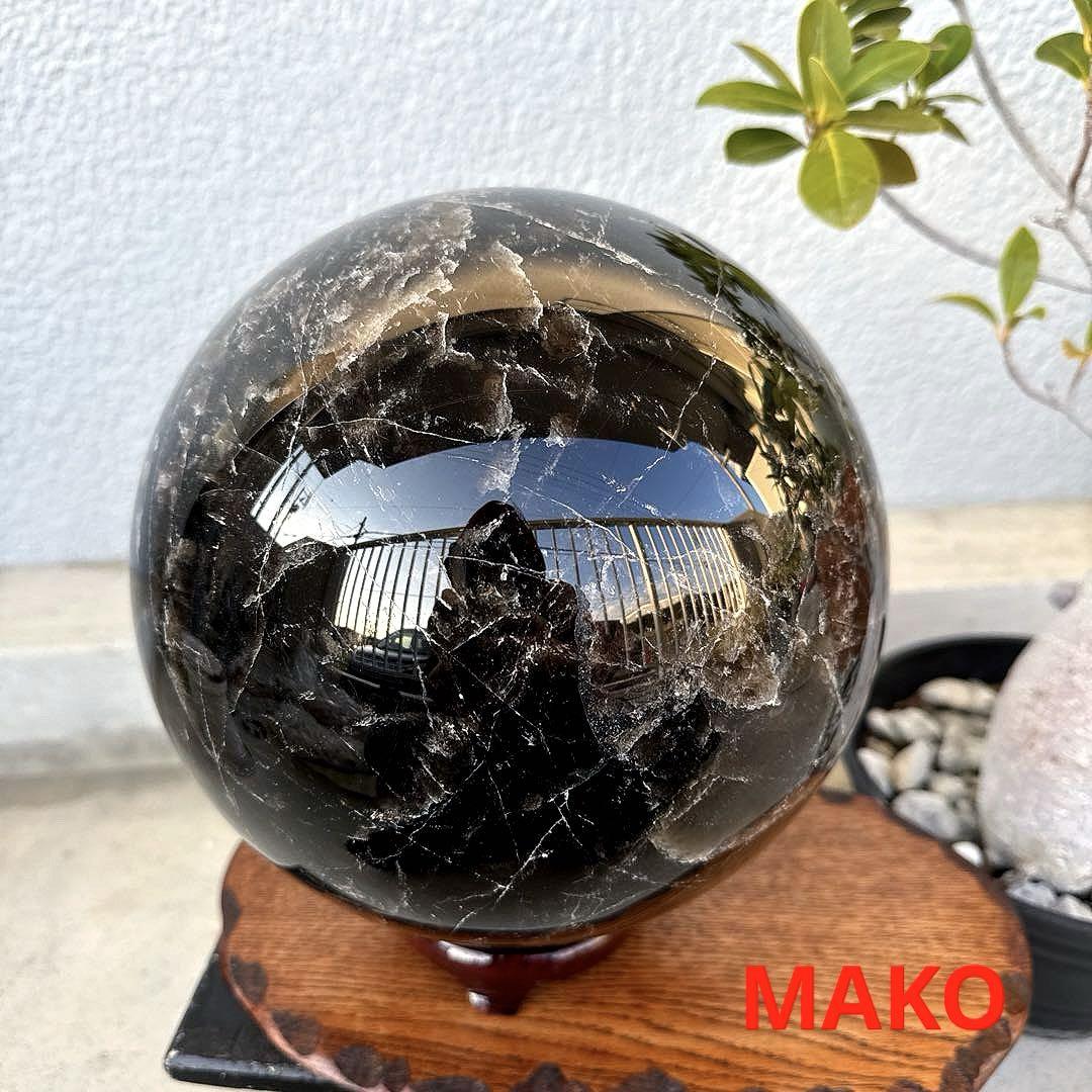 M1580☆黒水晶(モリオン)丸玉14Kg☆天然石　原石
