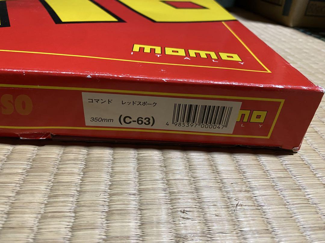 【希少】MOMO コマンドレッドスポーク　レザー　ステアリング　350㎜ 当時物
