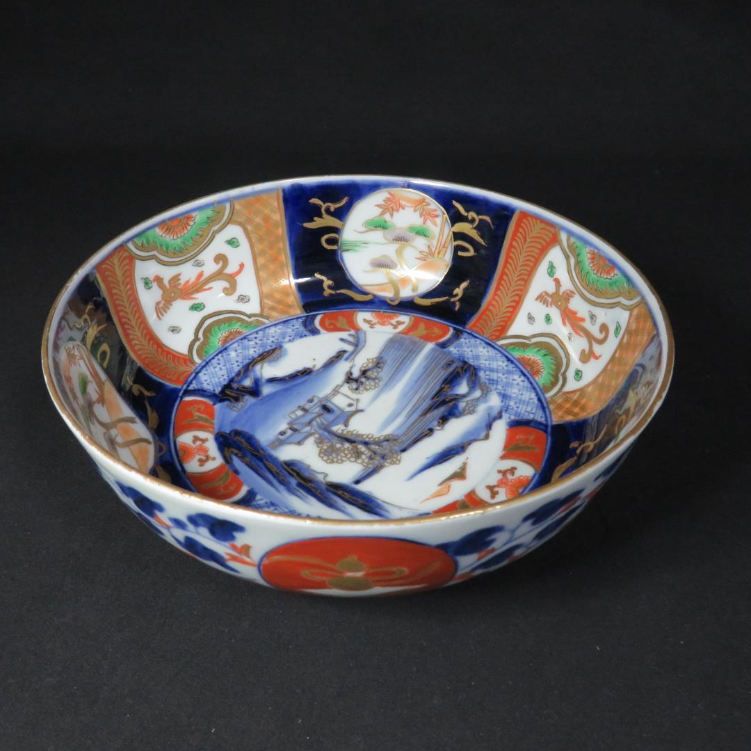 【海外 正規品】 瓢箪 唐草 色絵付け 金彩 九谷 丼 山水 江戸 豪華絢爛 鳳凰 工芸品